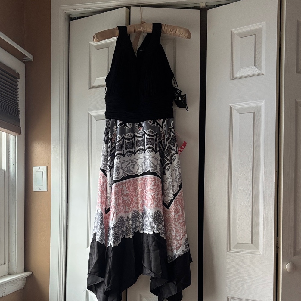 Signature by Sangria Black Dress with Gold Accent Label